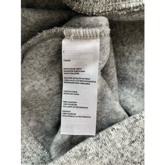 Eddie Bauer Men’s Snap Radiator Fleece Sweater Jacket light grey - Picture 6 of 6
